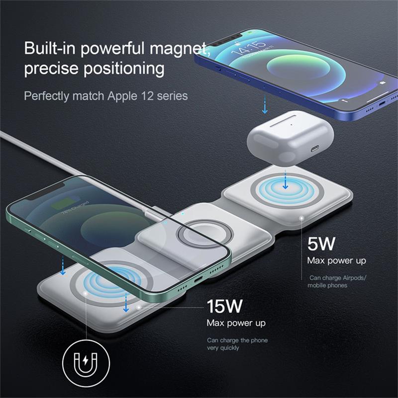 Sdesign 3 in 1 Folding Wireless Charger - Black 