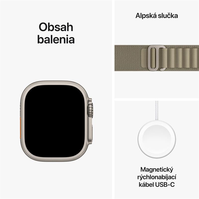 Apple Watch Ultra 2 GPS + Cellular, 49mm Titanium Case with Olive Alpine Loop - Small 