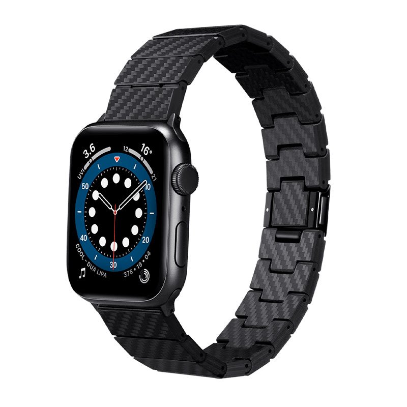 Pitaka remienok Carbon Fiber Strap pre Apple Watch 42/44/45mm - Black
