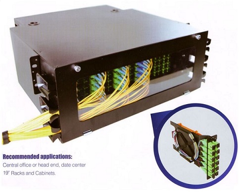 OEM optická vaňa,4U, HighDensity 144x SC simplex/LC duplex/E2000, čierna RAL9005,výsuv,vč.kazet