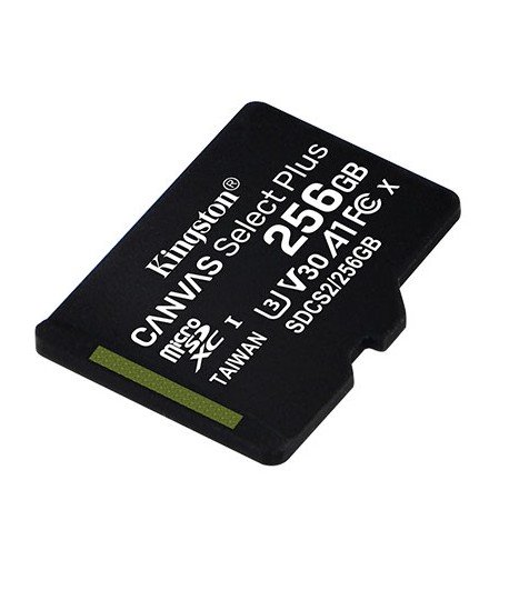 256 GB . microSDXC karta Kingston Canvas Select Plus Class 10 (r/w 100MB/s / 85MB/s) bez adaptéra