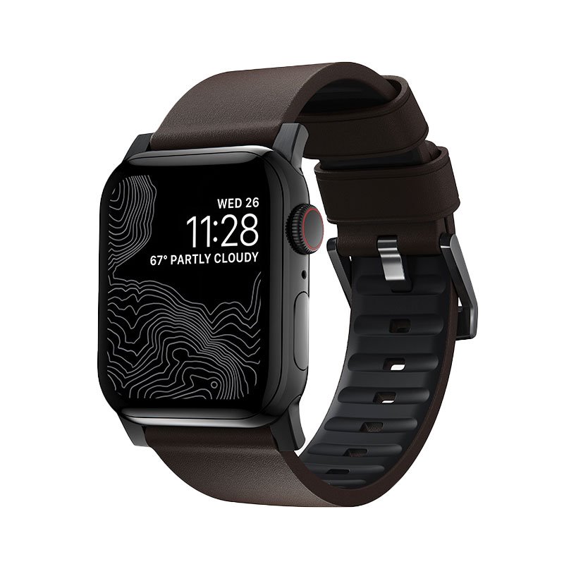 Nomad kožený remienok pre Apple Watch 42/44/45 mm - Active Pro Brown/Black Hardware