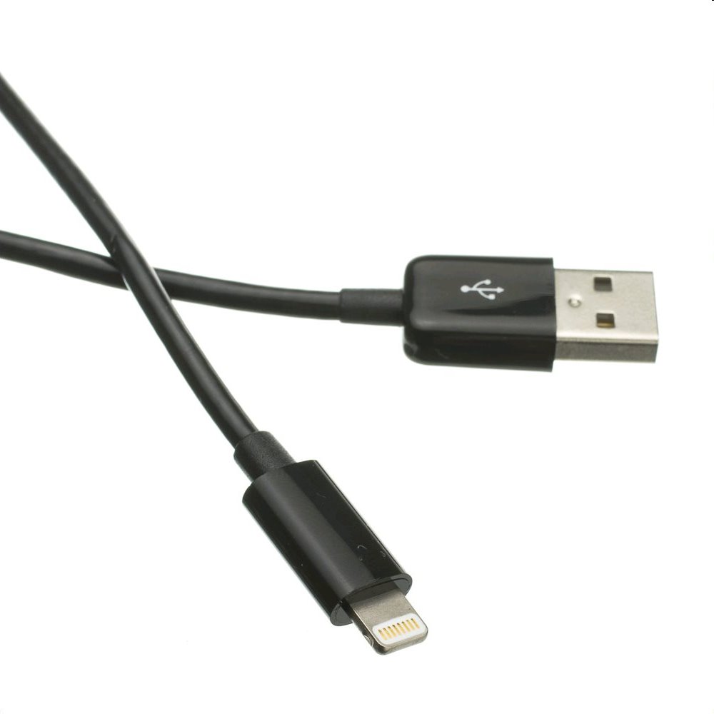 Kábel C-TECH USB 2.0 Lightning (IP5 a vyšší) nabíjací a synchronizačný kábel, 1m, čierny