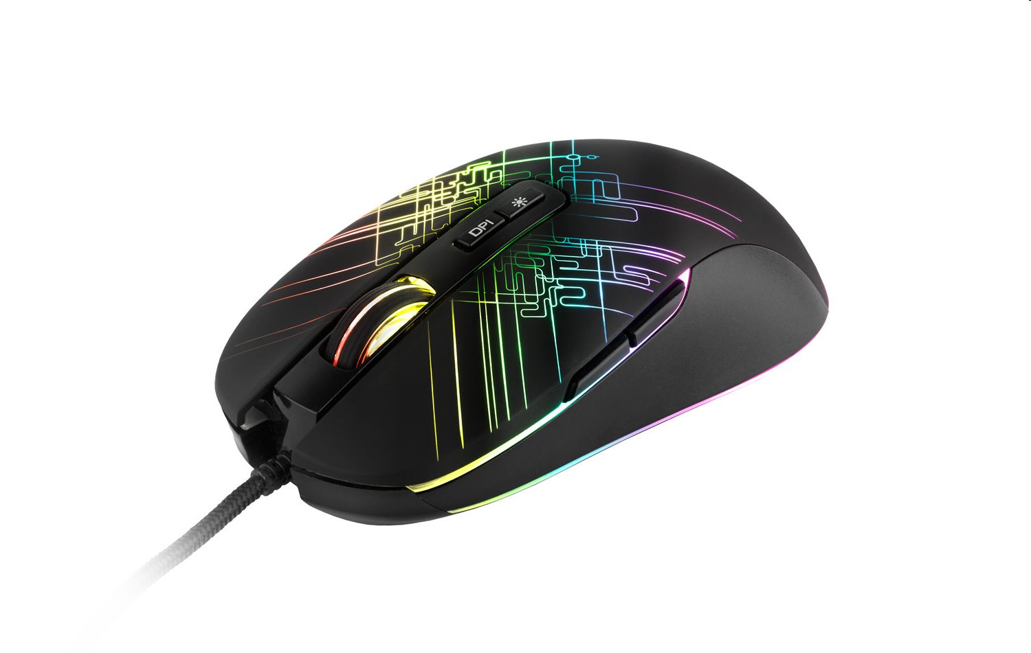 Herná myš C-TECH Dusk (GM-27L), casual gaming, 3200 DPI, RGB podsvietenie, USB