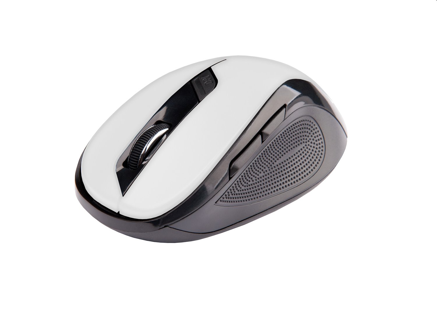 Myš C-TECH WLM-02,  čiernobiela,  bezdrôtová,  1600DPI,  6 tlačidiel,  USB nano prijímač