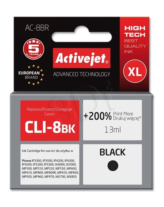 Atrament ActiveJet pre Canon CLI-8 Black 15ml + chip
