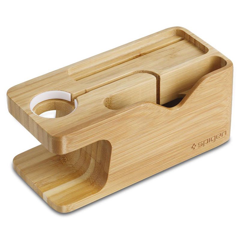 Spigen stojan S370 Apple Watch + Phone Wood Stand - Brown