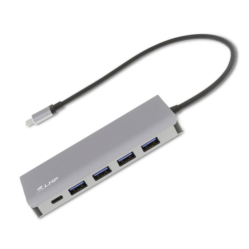 LMP USB-C 7 port hub with external power - Space Gray Aluminium