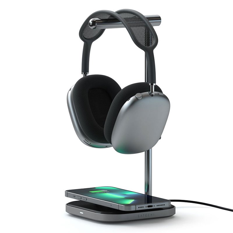 Satechi stojan 2-in-1 Headphone Stand With Wireless Charger - Space Grey Aluminium