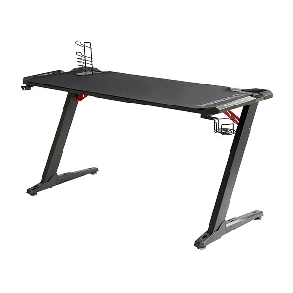 ULTRADESK Herný stôl SPACE XXL BLACK, 154x61 cm, 78 cm, RGB podsvietenie s dotykovýmm panelom, s celoplošnou podložkou 