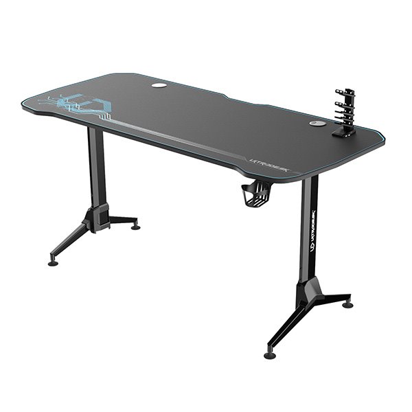 ULTRADESK Herný stôl GRAND BLUE, 160x75 cm, 70-80 cm, 3 úrovne výšky, s XXL podložkou pod myš, držiak slúchadiel