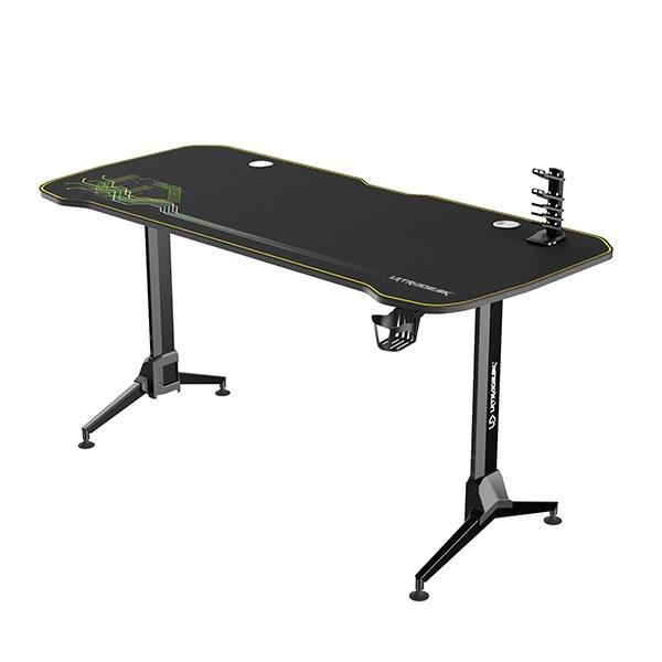 ULTRADESK Herný stôl GRAND YELLOW-GREEN, 160x75 cm, 70-80 cm, 3 úrovne výšky, s XXL podložkou pod myš, držiak slúchadiel