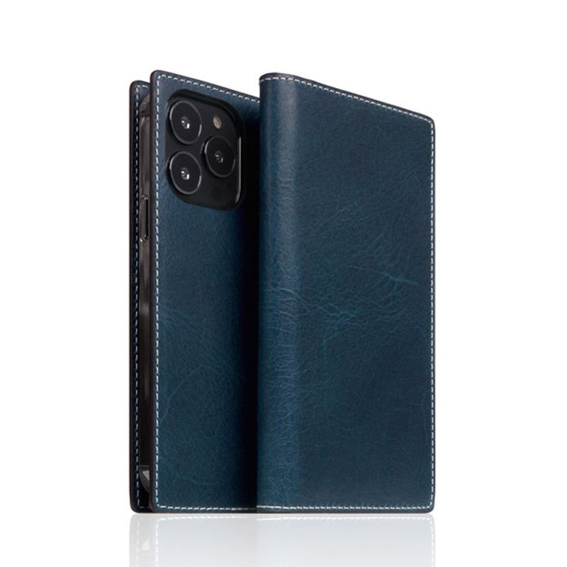 SLG Design puzdro D7 Italian Wax Leather pre iPhone 13 Pro - Blue