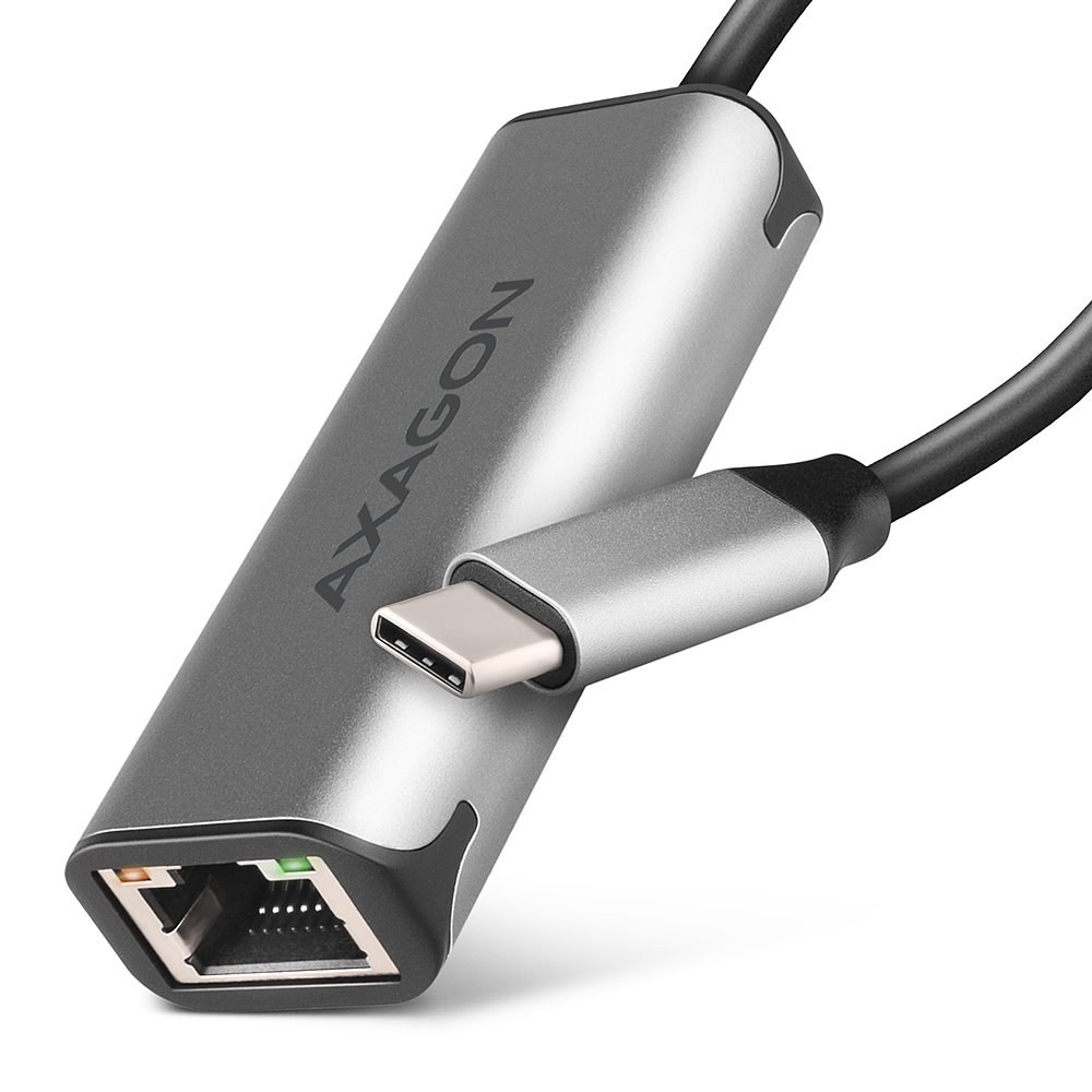 AXAGON ADE-25RC, USB-C 3.2 Gen 1 - 2.5 Gigabit Ethernet sieťová karta, Realtek 8156, auto install, sivá