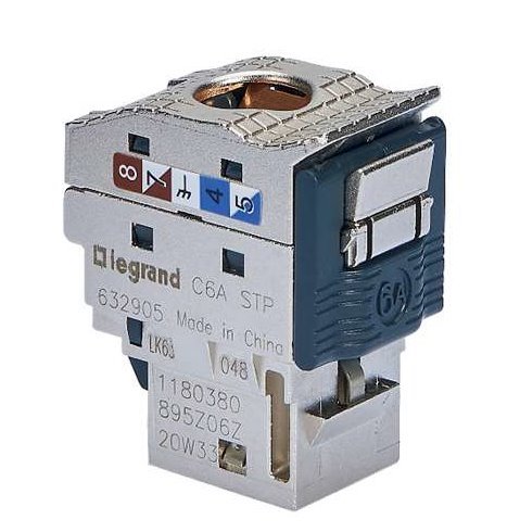 Legrand LINKEO-C Keystone Cat6A, tieneny STP, samorezný TOOLESS, strieborný, pack 24ks