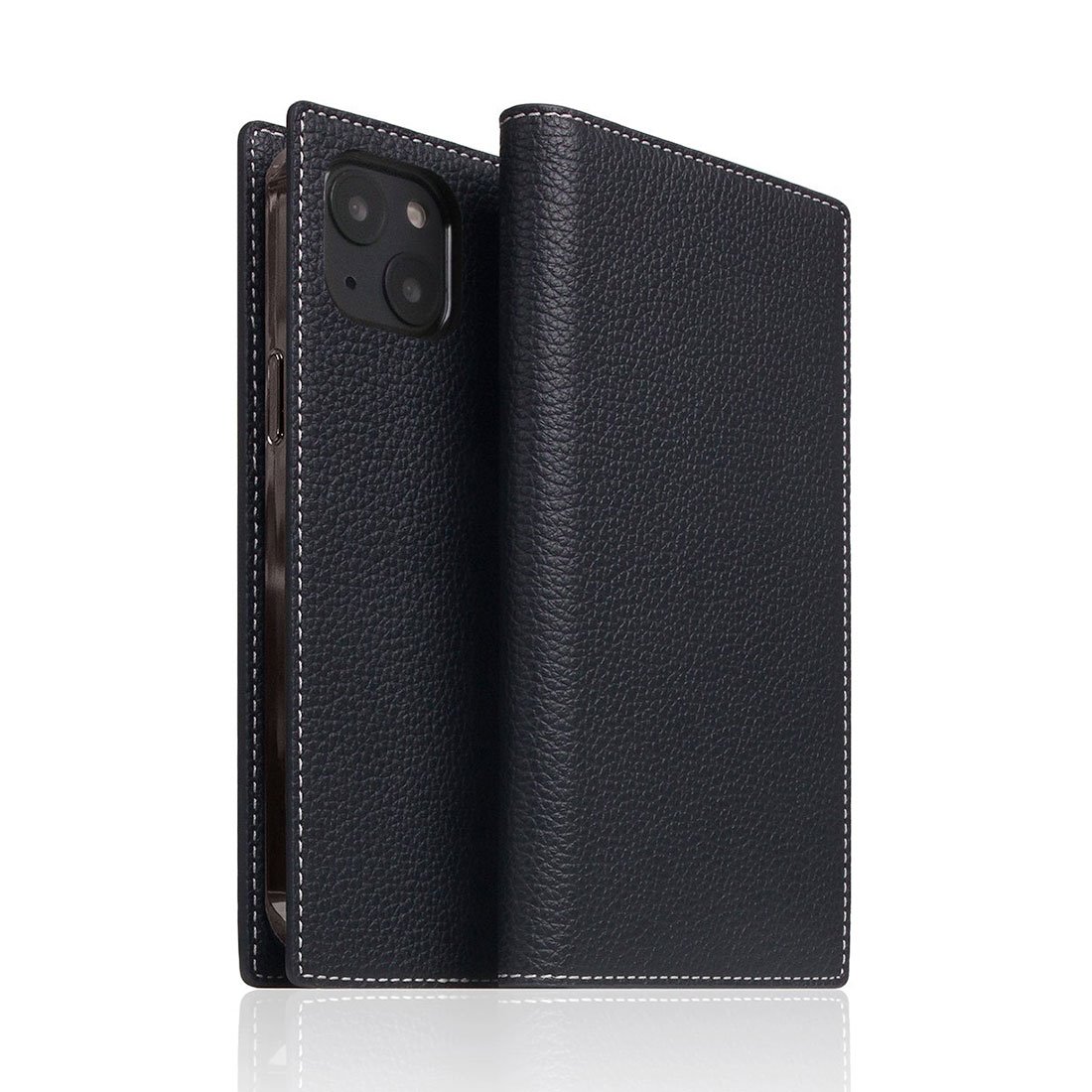 SLG Design puzdro D8 Full Grain Leather pre iPhone 14 - Black Blue