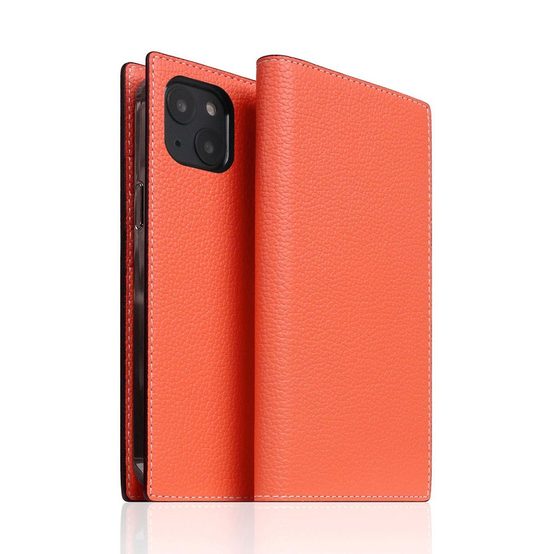SLG Design puzdro D8 Neon Full Grain Leather Diary pre iPhone 14 - Coral