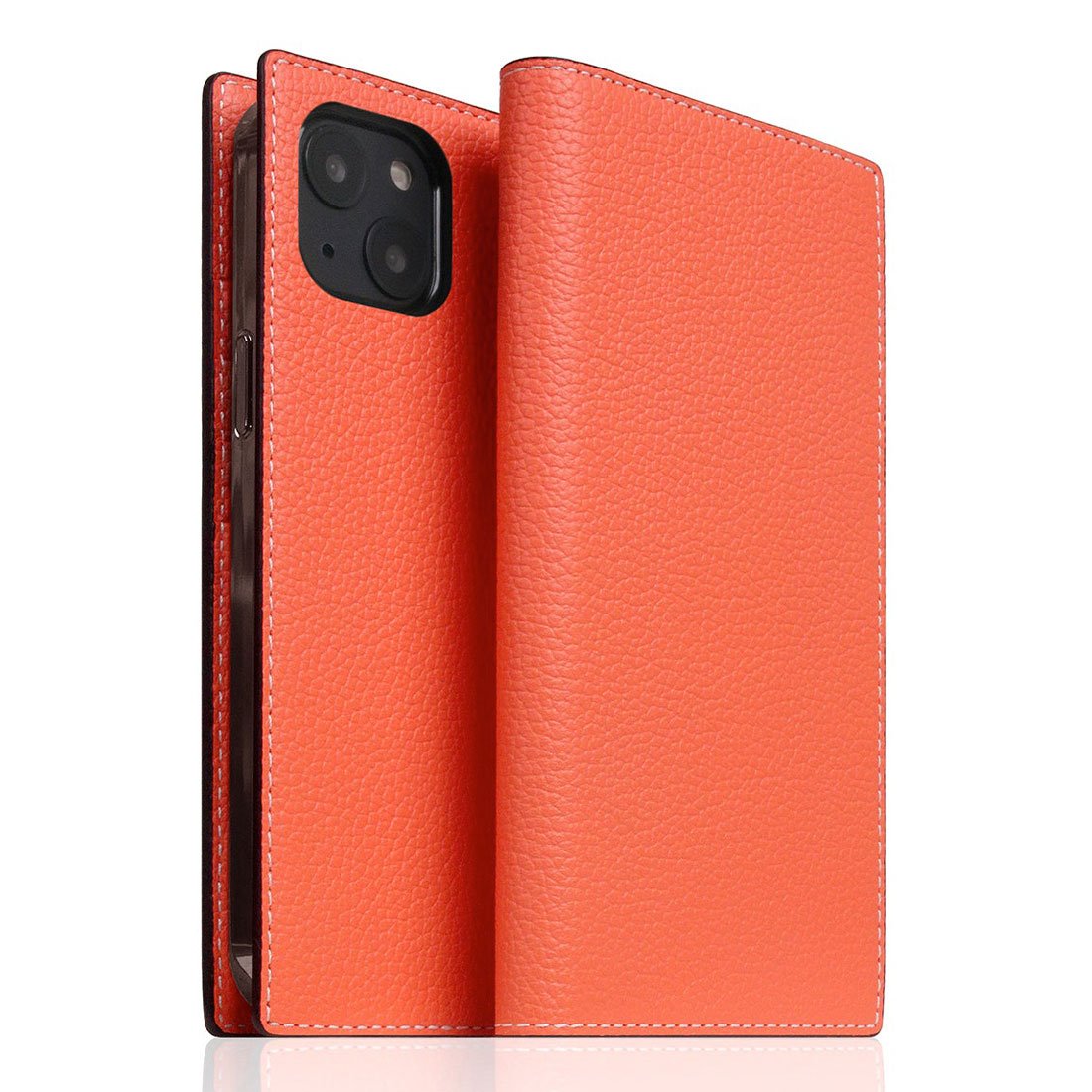 SLG Design puzdro D8 Neon Full Grain Leather Diary pre iPhone 14 Plus - Coral