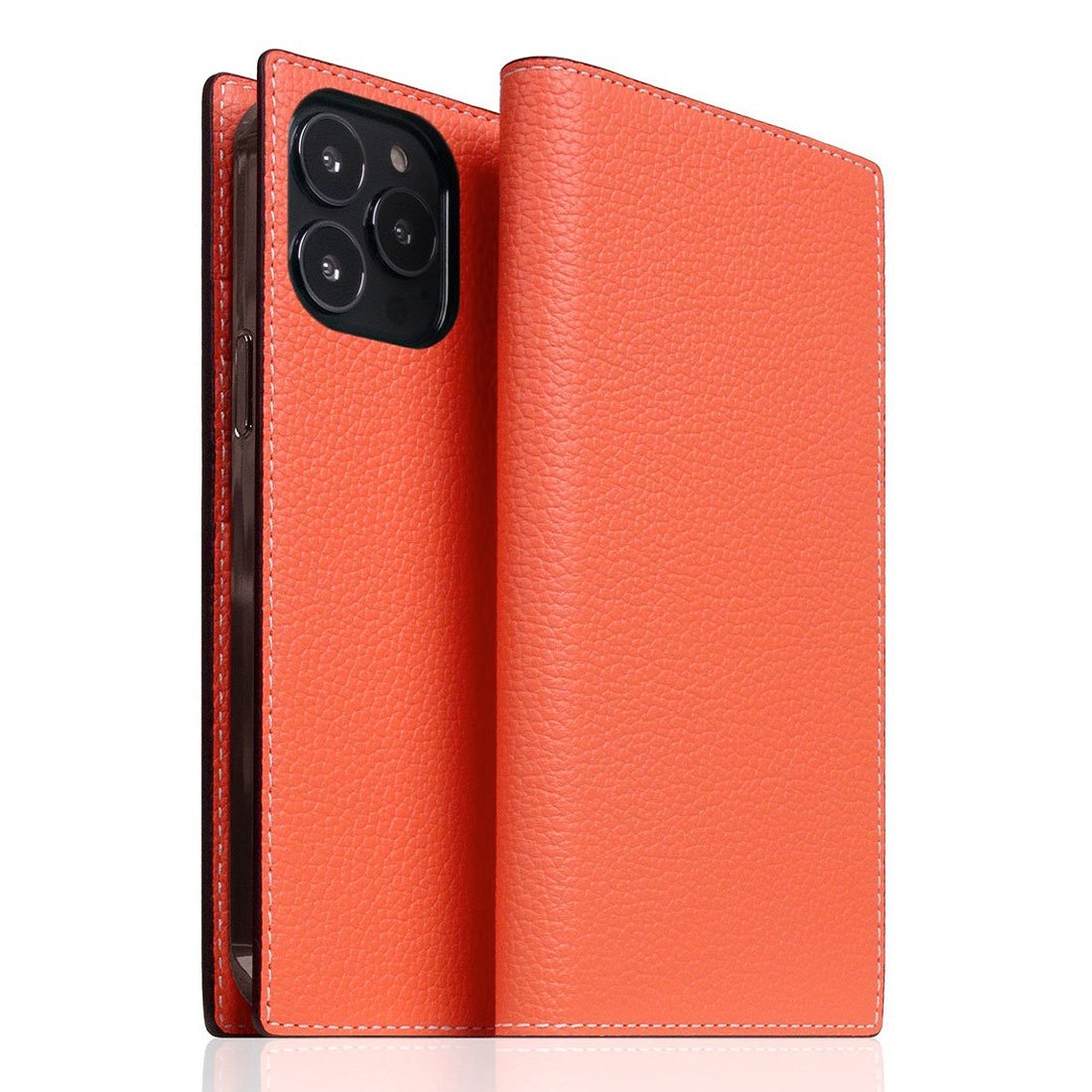 SLG Design puzdro D8 Neon Full Grain Leather Diary pre iPhone 14 Pro Max - Coral