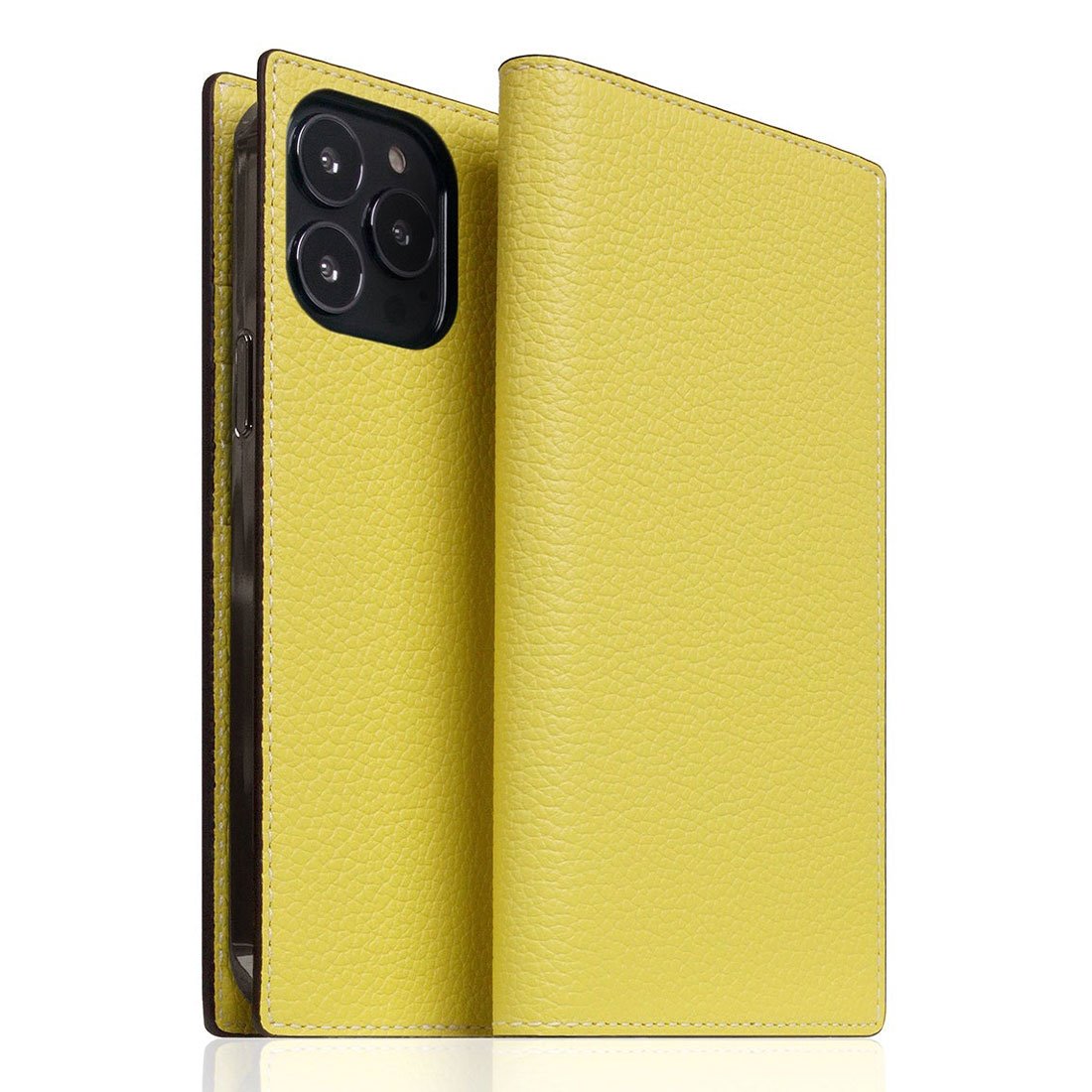 SLG Design puzdro D8 Neon Full Grain Leather Diary pre iPhone 14 Pro Max - Lemon