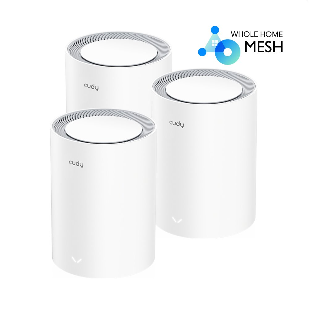 Cudy AX1800 Wi-Fi 6 Mesh Solution 3-Pack, Dual-Band, 1201+574Mbps, AX/AC/A/B/G/N, 2x GigEth, 4x int.antenna, Beamform