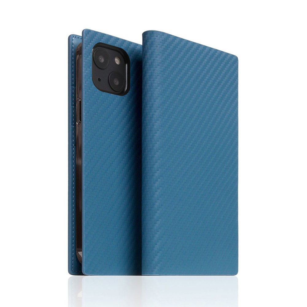 SLG Design puzdro D+ Italian Carbon Leather Diary pre iPhone 14 - Blue