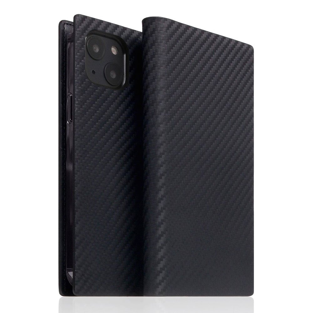SLG Design puzdro D+ Italian Carbon Leather Diary pre iPhone 14 Plus - Black