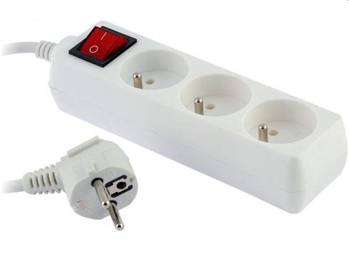 Predlžovací prívod 230V, 10m, 3 zásuvky + vypínač