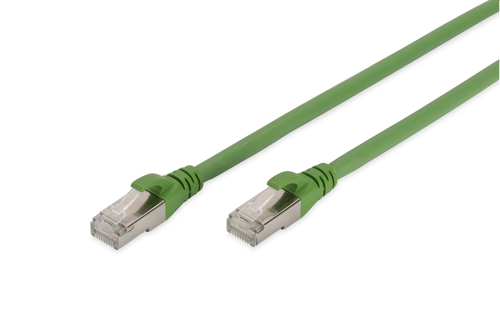 DIGITUS patch kábel Cat6A, S/FTP (PiMF), PUR (TPU) - 0,5m, zelený