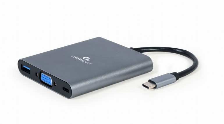 Kábel CABLEXPERT USB-C 6-in-1 multi-port adaptér (Hub3.1 + HDMI + VGA + PD + čtečka kariet + stereo audio)