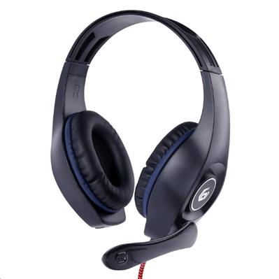 Slúchadlá GEMBIRD GHS-05-B, gaming, černo-modrá, 1x 4-pólový 3,5mm jack, mikrofón