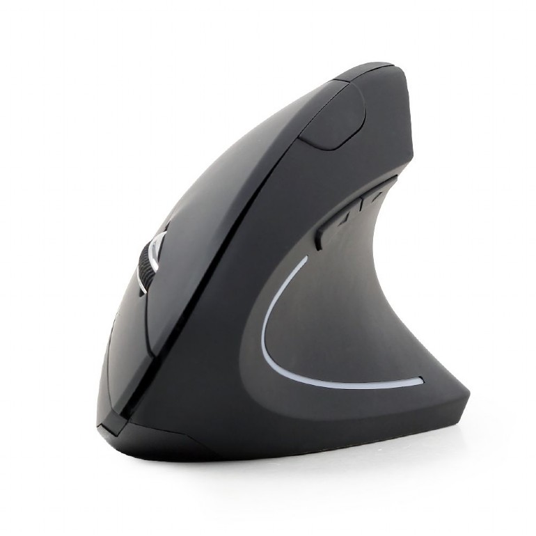 Myš GEMBIRD MUSW-ERGO-01, vertikální, čierna, bezdrôtová, USB receiver