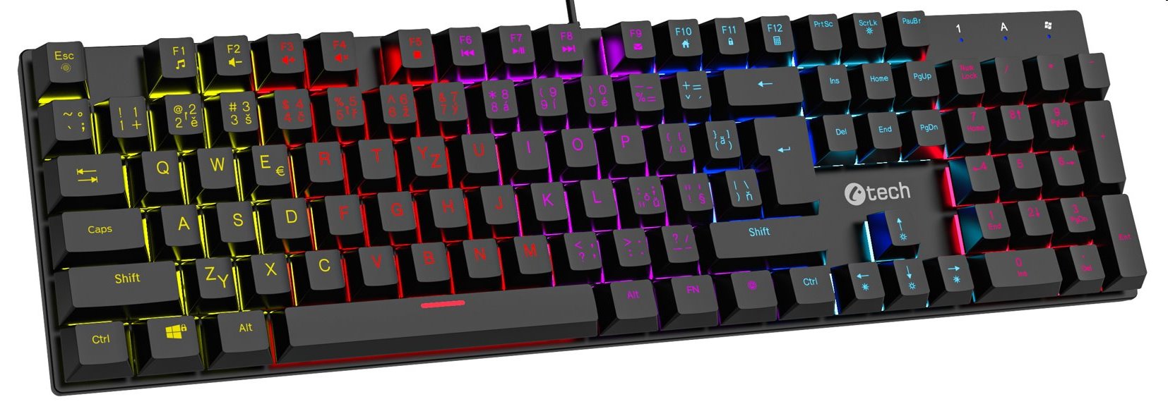 Mechanická herná klávesnica C-TECH Morpheus (GKB-11), casual gaming, CZ/SK, červené spínače, RGB podsvietenie, USB