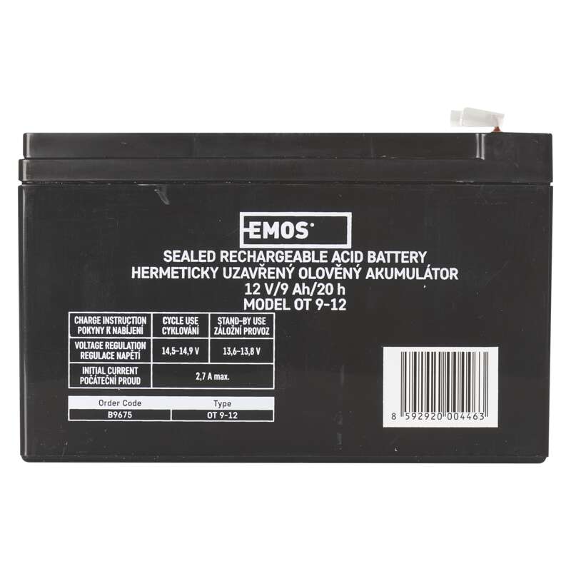 EMOS Bezúdržbový olovený akumulátor 12 V/9 Ah, faston 6,3 mm