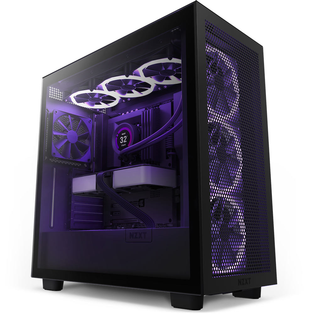 NZXT case H7 Flow edition / ATX / 2x 120 mm fan / USB-C / 2x USB / tempered glass / mesh panel / black 