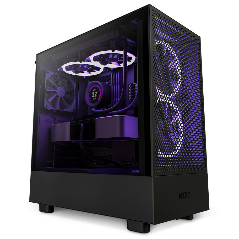 NZXT case H5 Flow / 2x120 mm fan / tempered glass / mesh panel / black