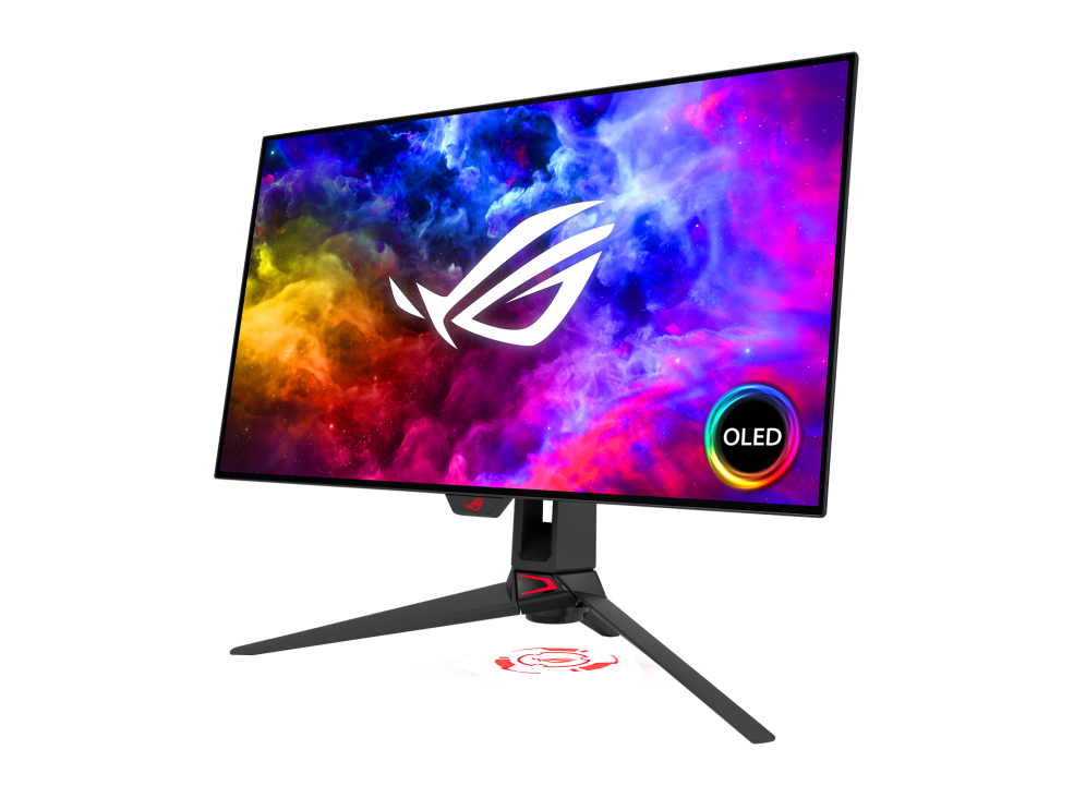 Asus ROG, PG27AQDM, 26.5" OLED QHD, 2560x1440, 16:9, 240Hz, 0.03ms, HDMI, DP, USB-C, 2x USB 3.2, repro, Black