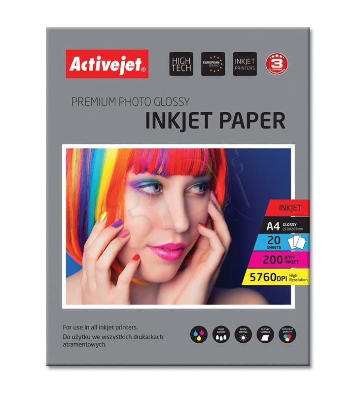 ActiveJet fotopapier Premium Photo Glossy A4 20 ks 200g AP4-200G20