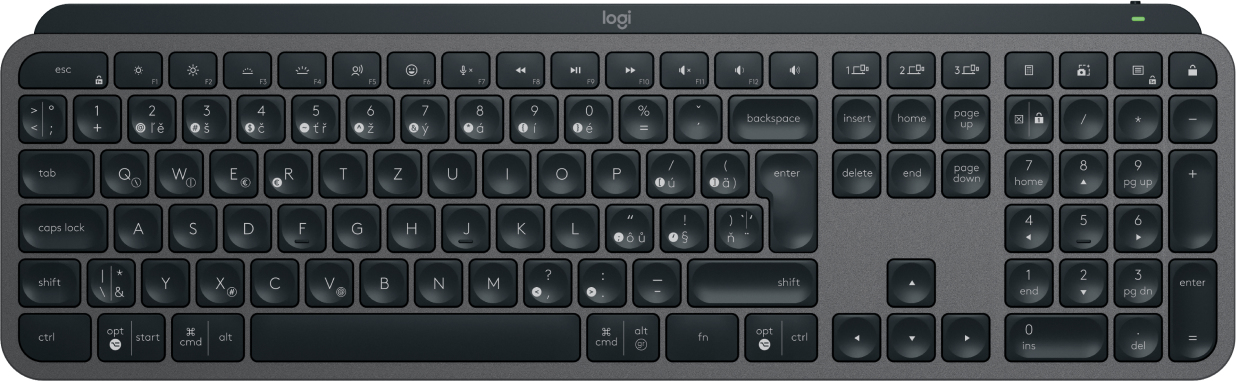 Logitech MX KEYS S/Bezdrátová USB + Bluetooth/CZ-SK layout/Grafitová