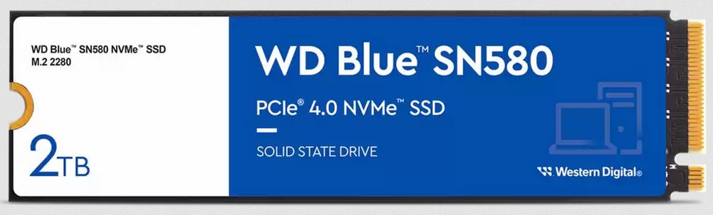 WD Blue SN580 SSD 2TB M.2 NVMe Gen4 4150/4150 MBps