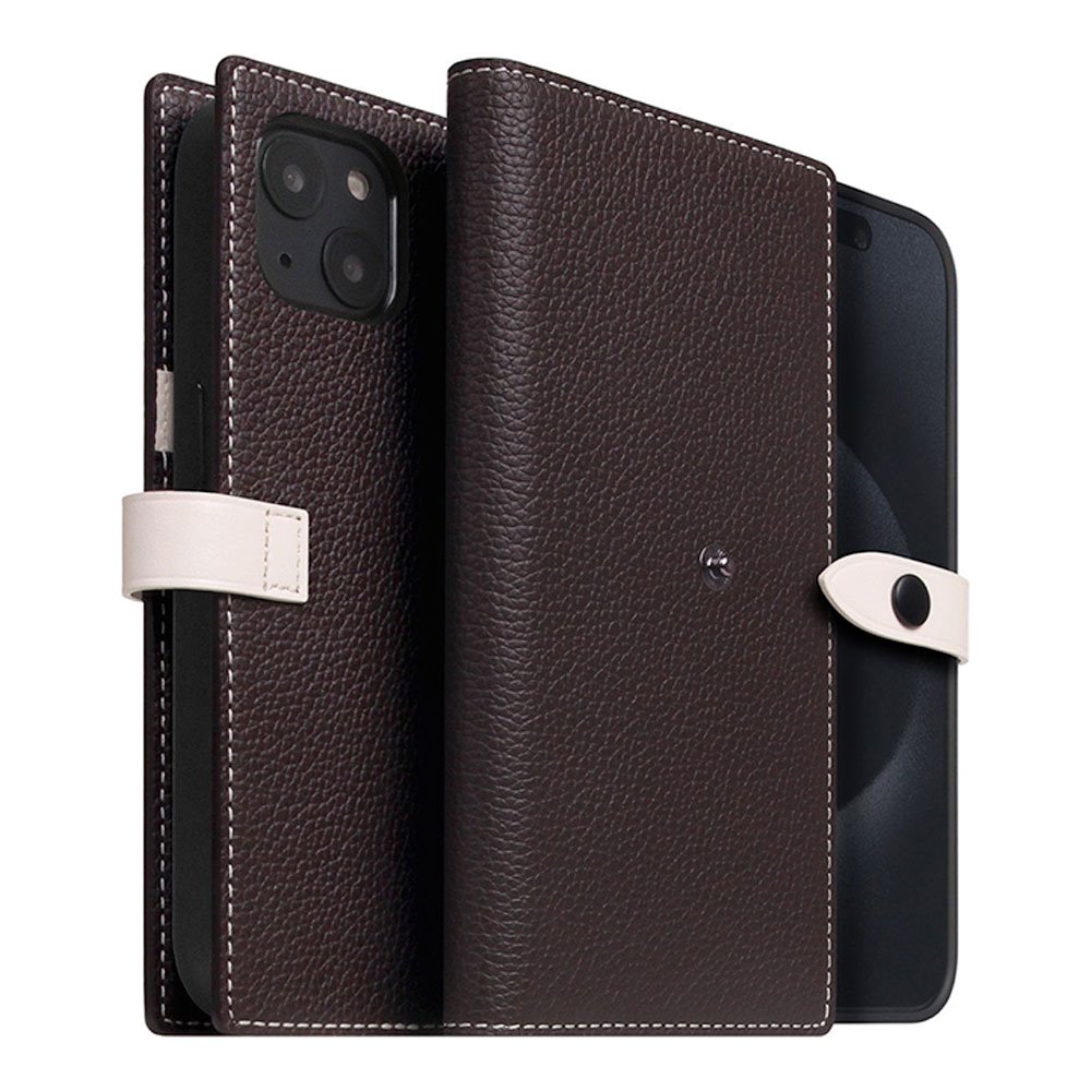 SLG Design puzdro D8 Magsafe Hybrid Full Grain Leather pre iPhone 15 Plus - Brown Cream