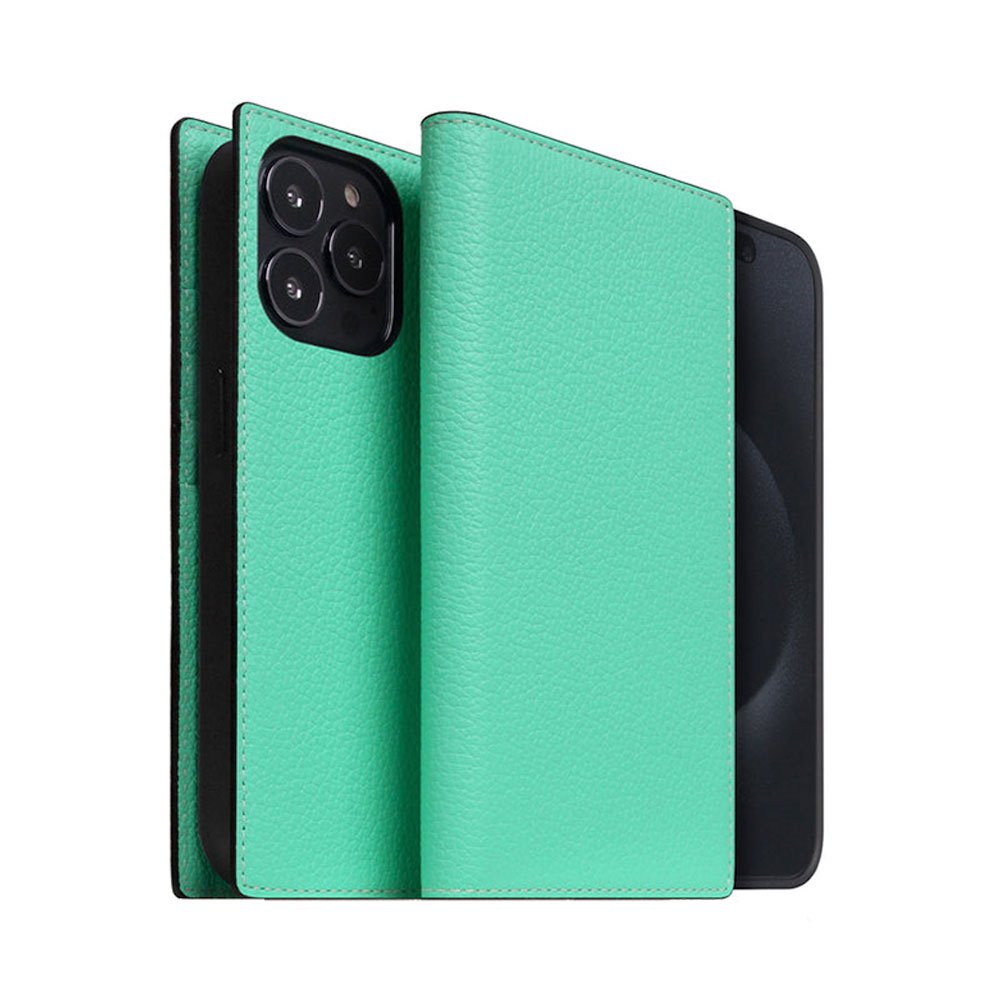 SLG Design puzdro D8 Neon Full Grain Leather Diary pre iPhone 15 Pro - Teal