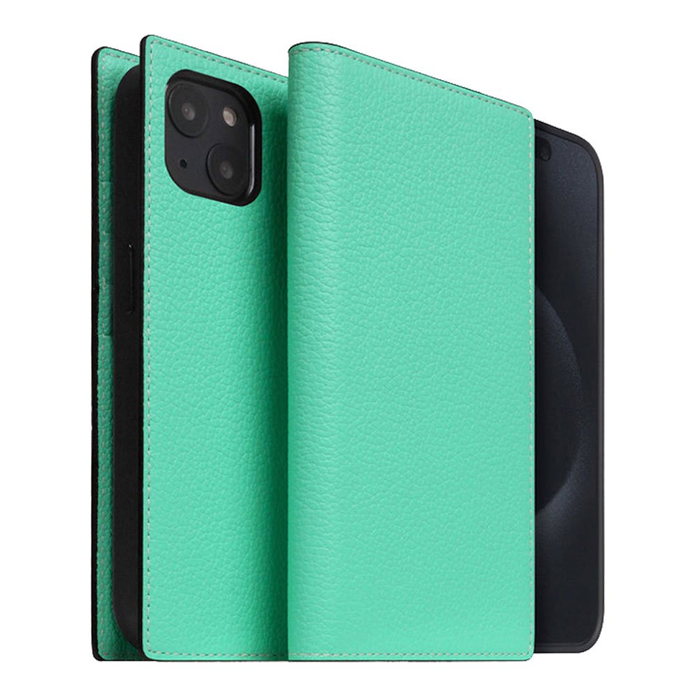 SLG Design puzdro D8 Neon Full Grain Leather Diary pre iPhone 15 Plus - Teal