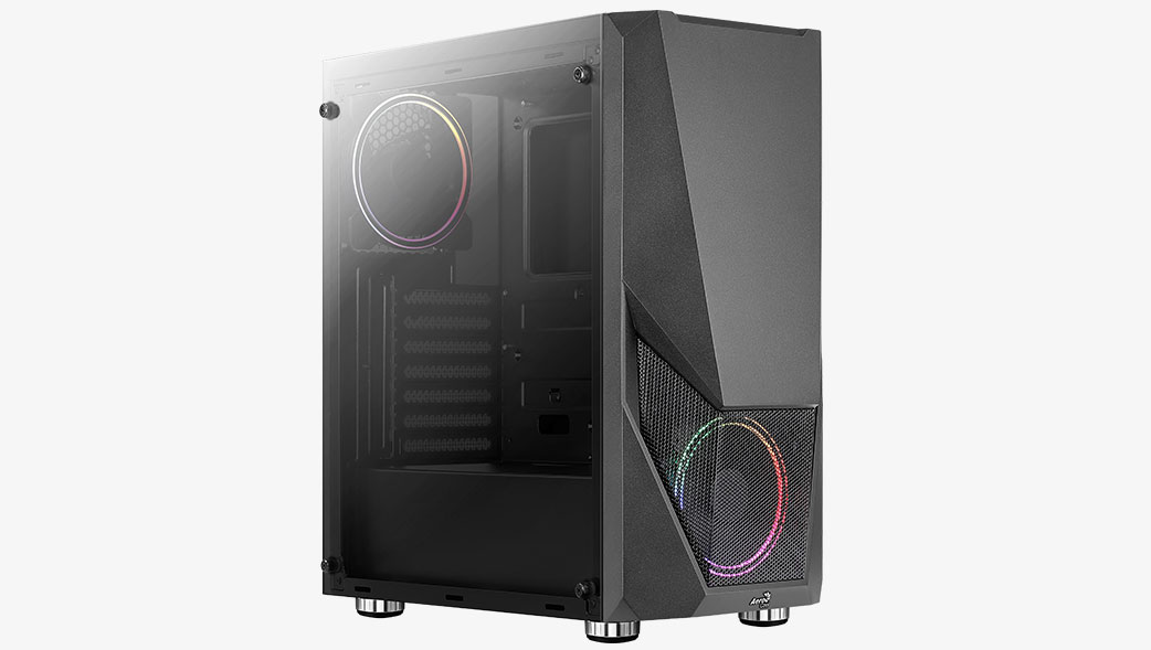 AEROCOOL skříň Zauron Saturn FRGB ML G, Mid tower, 2x USB 3.0, 2x audio, 1x 120mm FRGB Fan, bez zdroje