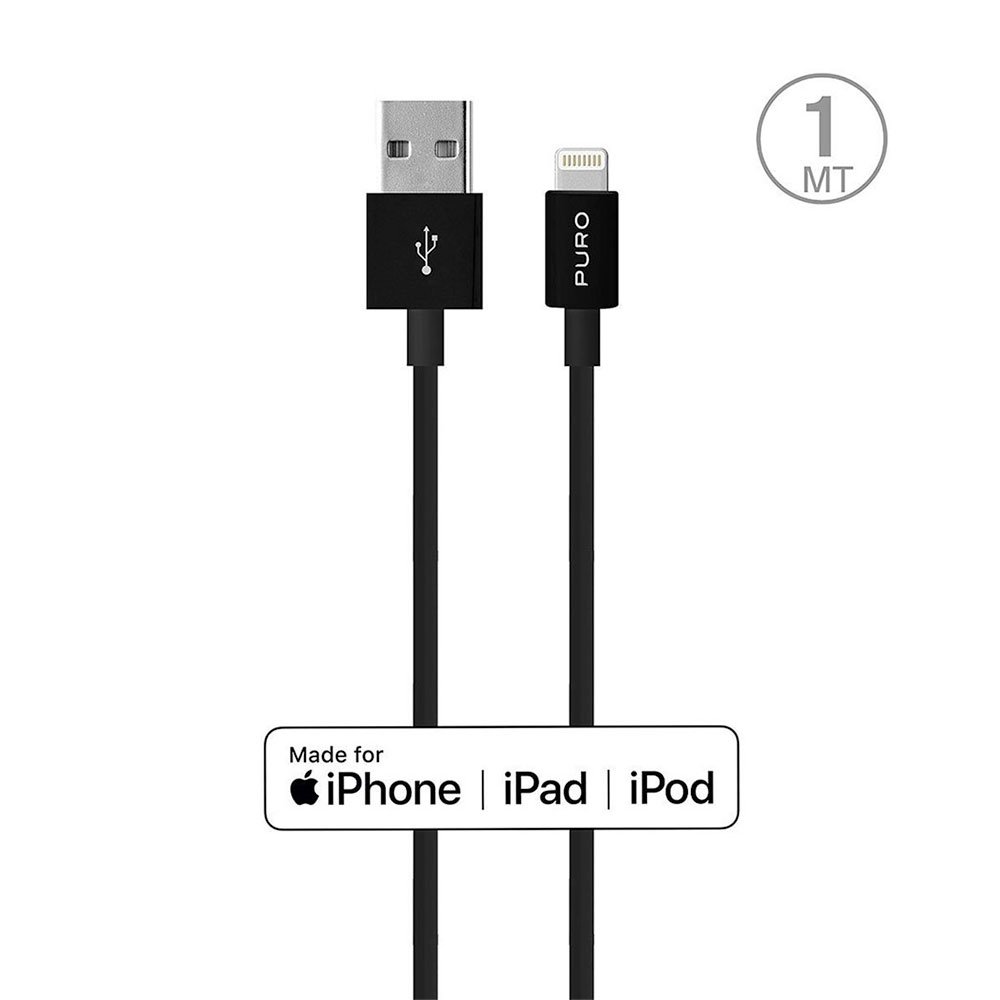 Puro kábel Plain Cable USB-A to Lightning 1m - Black