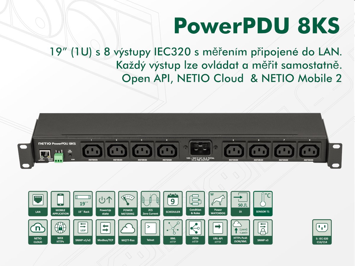 NETIO PowerPDU 8QS 1U rackmount