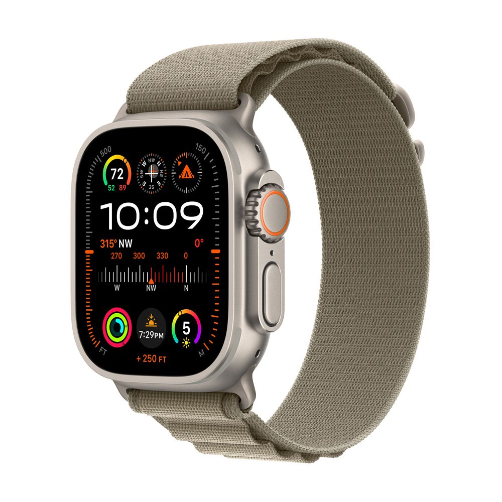 Apple Watch Ultra 2 GPS + Cellular, 49mm Titanium Case with Olive Alpine Loop - Small *Rozbalený*