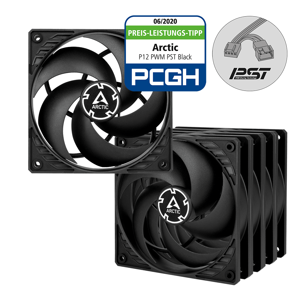 ARCTIC P12 PWM pst Value Pack (black/ black)