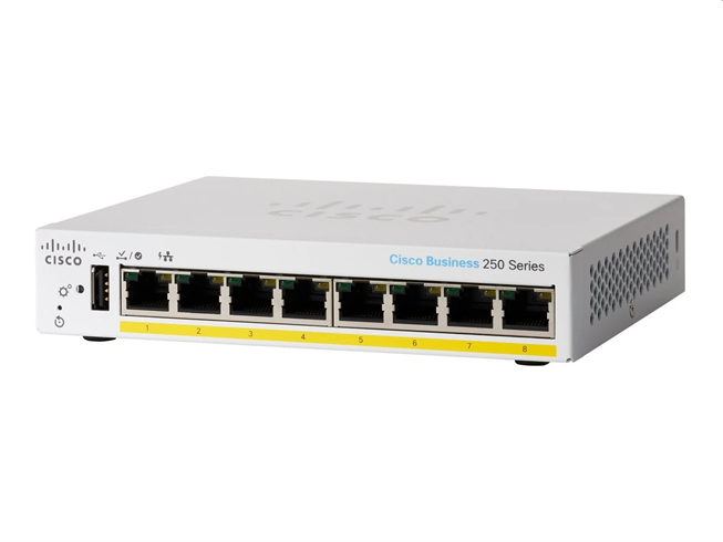 Cisco switch CBS250-8PP-D (8xGbE,8xPoE+,45W,fanless) - REFRESH