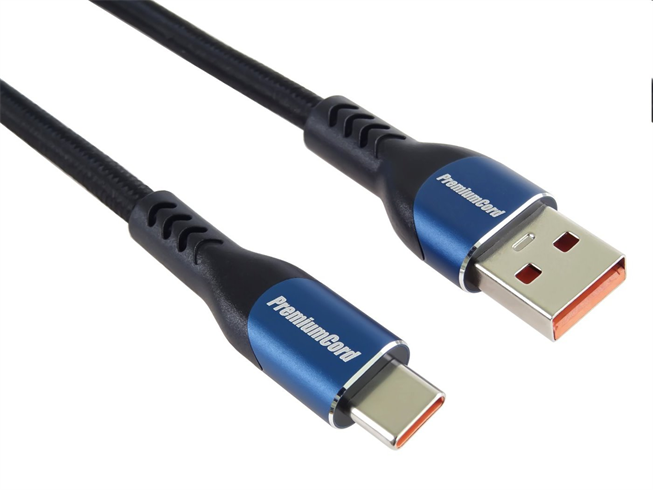 PremiumCord Kábel USB-C/M - USB 2.0 A/M, rýchle nabíjanie prúdom 5A, 0.5m